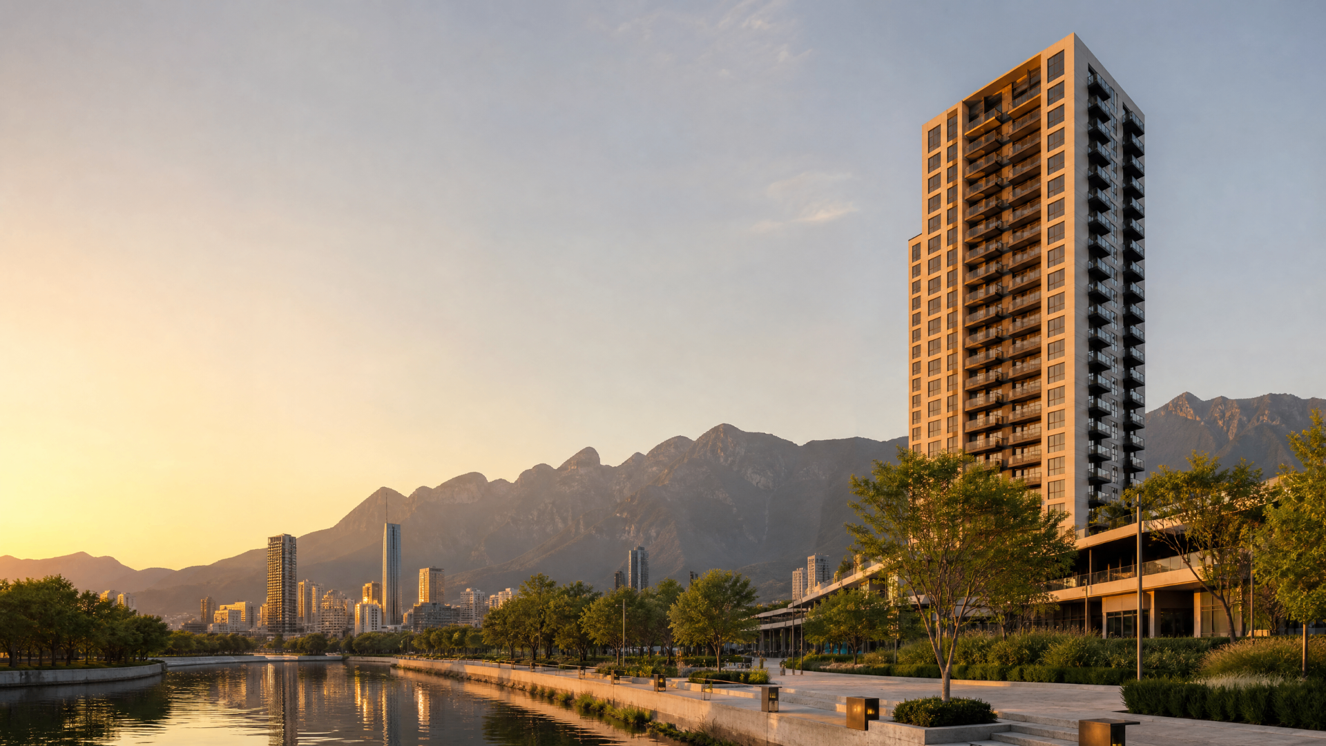 Torre residencial contemporánea junto al Paseo Santa Lucía en Monterrey como destino de inversión inmobiliaria